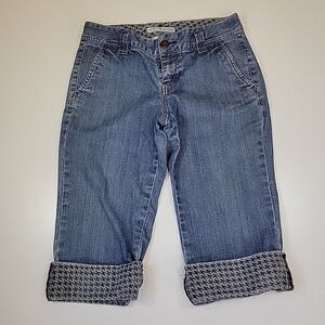 Tommy Hilfiger Light Blue Cropped Jeans with Houndstooth Cuffs